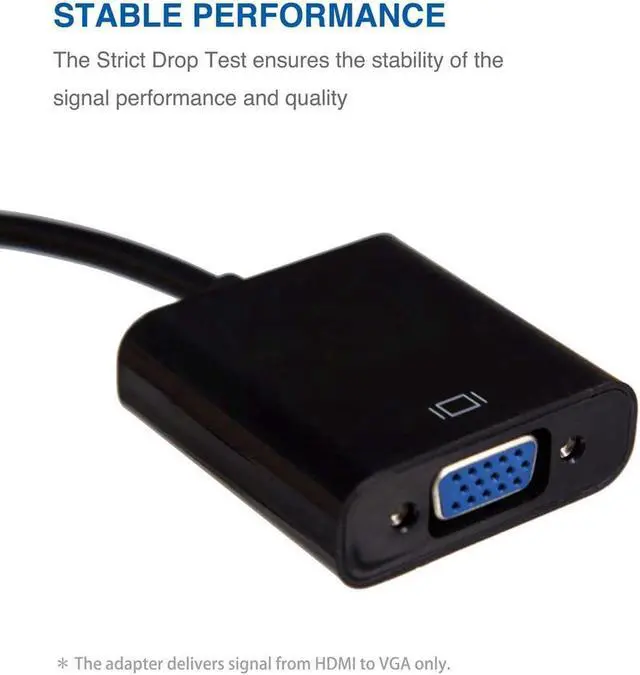 Alt view image 5 of 7 - HDMI to VGA, Gold-Plated HDMI to VGA Adapter (Male to Female) for Computer, Desktop, Laptop, PC, Monitor, Projector, HDTV, Chromebook, Raspberry Pi, Roku, Xbox and More - Black