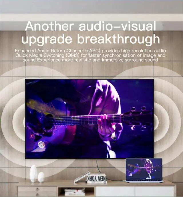 Alt view image 3 of 7 - 2-Pack 6.6FT 8k 60Hz/ HDMI HD Cable, Version 2.1 48Gbps 4K 120Hz For PS3/4/5 TV PC Monitor Connecting Cable HDMI Cable HD Data Cable 6.6 ft.