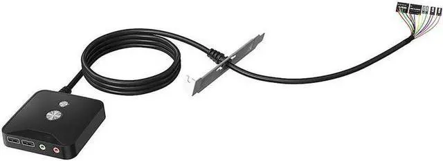 Alt view image 7 of 7 - Desktop Computer Switch Button Extension Cord with Dual USB Audio Desktop Host External On/Off Start / Reset /Audio Button Paste Type Computer Switch