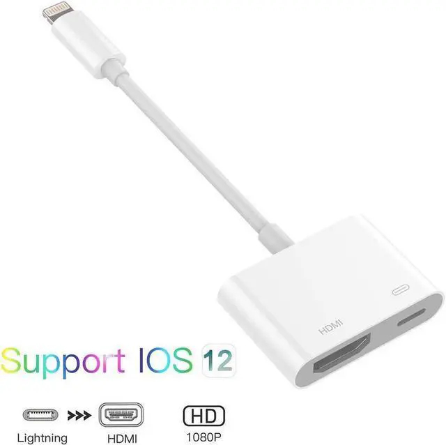 Main image of Lighting to HDMI Adapter, HDMI Adapter Compatible with i-Phone 11/11 Pro/11 Pro Max/XS/XR/X/8/7, 1080P HDMI Digital AV Adapter with Charging Port Compatible with Phone/Pad