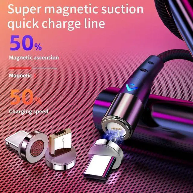 Alt view image 4 of 7 - 5A 1M 3.28ft Magnetic Quick Charge Cable Micro Usb Type C Super Fast Charging Phone Usb C LED Light Phone Charge For iPhone Xiaomi Samsung