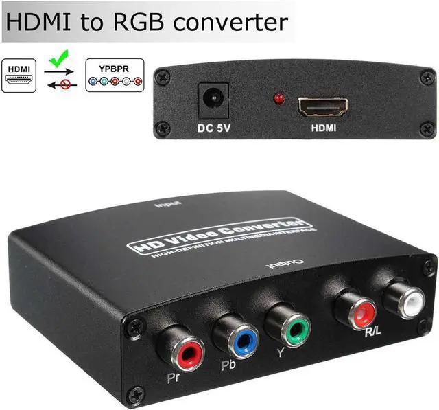 Alt view image 2 of 7 - 1080P HDMI to YPbPr Component Converter, HDMI to Component YPbPr Video Converter for PS3, Roku, Xbox, Fire Stick, DVD Players to HDTV and Projector (Black)