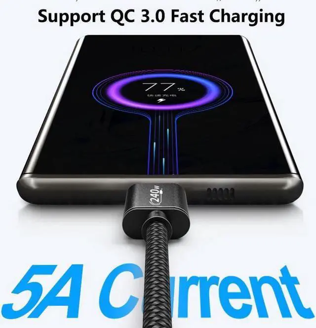 Alt view image 2 of 7 - 240W USB Type C Cable, USB C to USB C Power Cord PD3.1 for PS-5 Nin-tendo Switch Galaxy S22 Blazing-Fast Charging Cable 48V5A USB C Cable (3.3ft / 1M)