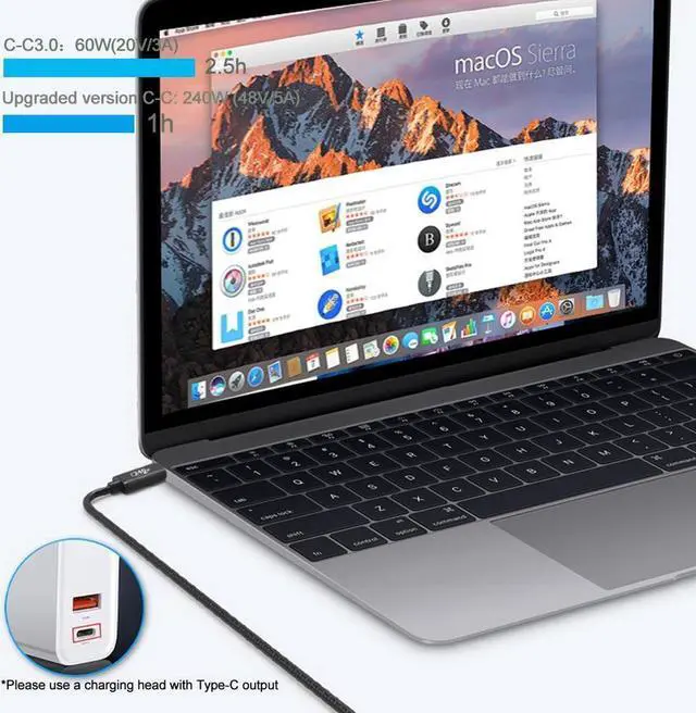 Alt view image 6 of 7 - 240W USB Type C Cable, USB C to USB C Power Cord PD3.1 for PS-5 Nin-tendo Switch Galaxy S22 Blazing-Fast Charging Cable 48V5A USB C Cable (3.3ft / 1M)