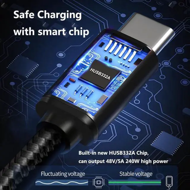 Alt view image 5 of 7 - 240W USB Type C Cable, USB C to USB C Power Cord PD3.1 for PS-5 Nin-tendo Switch Galaxy S22 Blazing-Fast Charging Cable 48V5A USB C Cable (3.3ft / 1M)