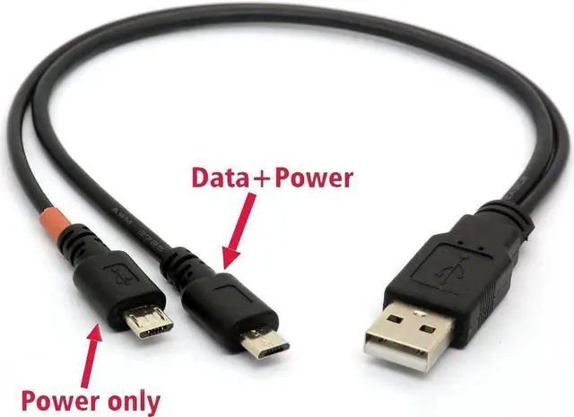 Alt view image 4 of 5 - Micro USB Cable Y Splitter USB 2.0 A to Dual Micro B Power Enhancer Hub Adapter 1 Male to 2 Male Android Extension Code Syncing and Charging Two Devices Simultaneously