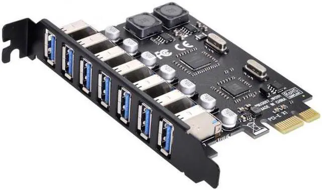 Alt view image 6 of 7 - Aomoproing 7 Ports PCI-E to USB 3.0 HUB PCI Express Expansion Card Adapter 5Gbps for Motherboard