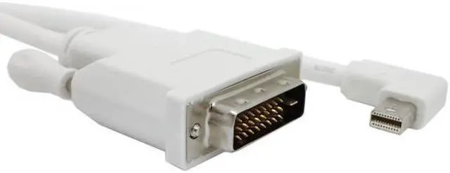 Alt view image 2 of 7 - Aomoproing White color Left Angled 90 degree Mini DisplayPort DP Male Source to DVI Male Sink Monitor Cable 5ft 1.5m