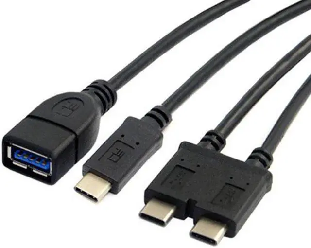 Alt view image 5 of 6 - Aomoproing Dual Cable USB 3.1 Type-C to USB-C & USB 3.0 Female OTG Data Cable for New 13 inch Macbook Pro