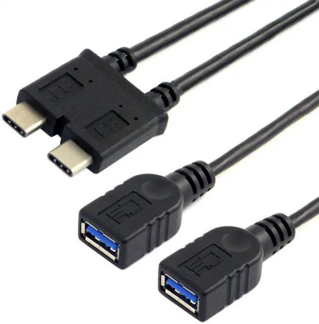 Alt view image 2 of 5 - Aomoproing Dual Cable USB 3.1 Type-C to 3.0 A Female OTG Data Cable for New 13 inch Macbook Pro