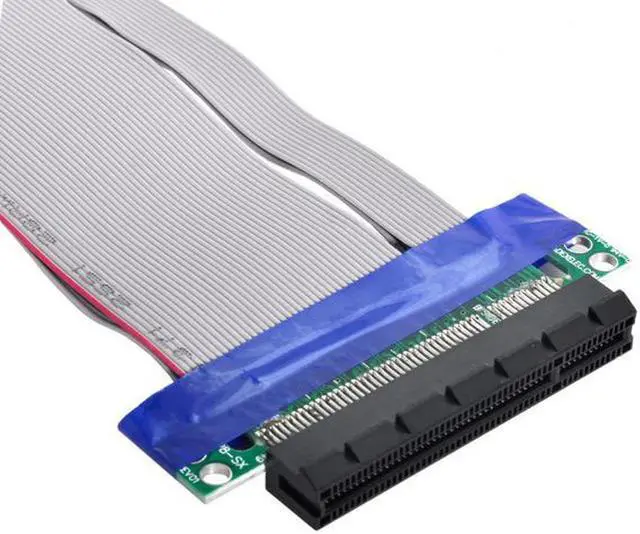 Alt view image 2 of 7 - Aomoproing PCI-E Express 8X to 8x Male to Female Slot Riser Extender Card Ribbon Flexible Cable 20cm