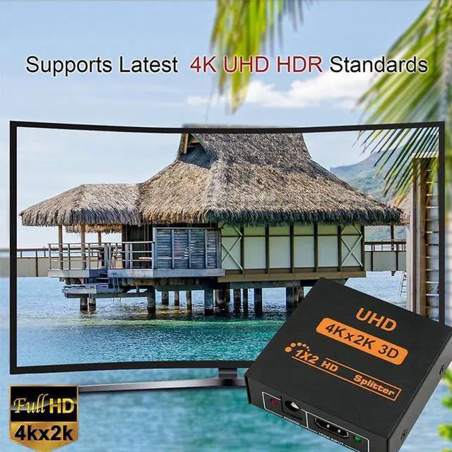 Alt view image 3 of 7 - 4K Splitter UHD 3D HDMI Splitter HD 1X2 1080P Switch Splitter 1 in 2 out Switcher Repeater for HDTV DVD PS3/4 Xbox PC