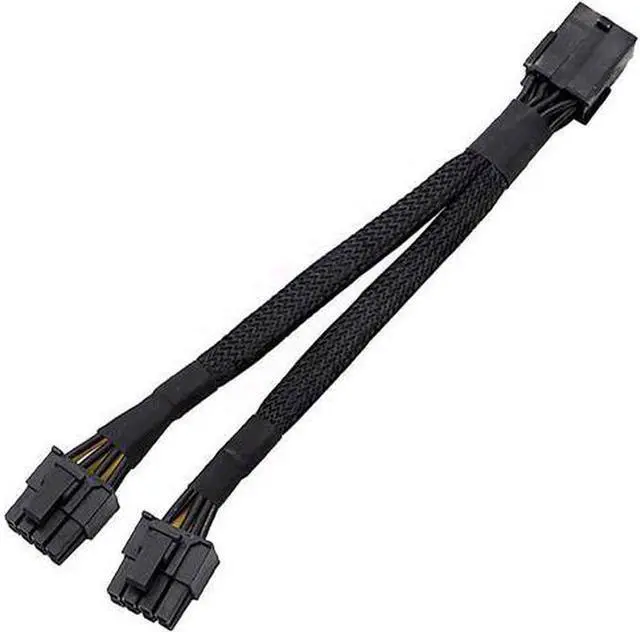 Alt view image 4 of 5 - 16 Gauge 8-Pin Female to Dual 8 Pin (6+2) Male 30.5 cm (12-inch) 16 AWG PCI-E GPU Miner Graphics Video Card VGA Sleeved Braided Woven Extension Power Cable Splitter Black Swan Mining 4/Pack