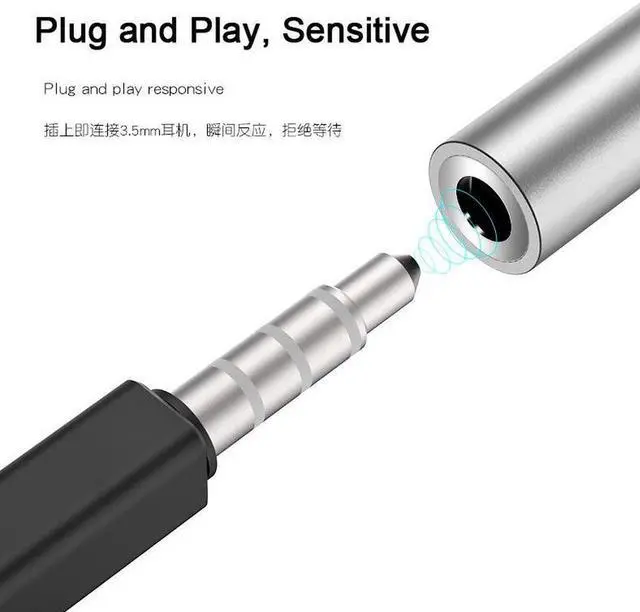 Alt view image 5 of 7 - Type-c to 3.5mm Jack Audio Adapter Cable Digital DAC Decoding ALC4050 USB C to 3.5mm AUX Headphone Adapter Music/Call/Wire Control