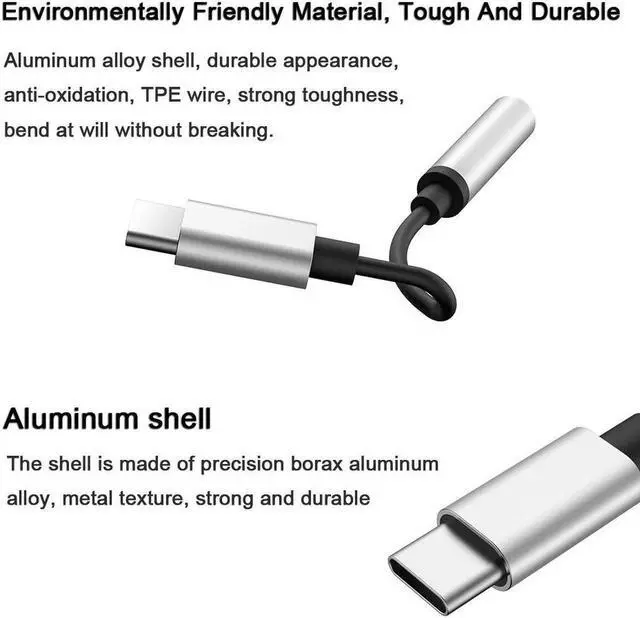 Alt view image 3 of 7 - Type-c to 3.5mm Jack Audio Adapter Cable Digital DAC Decoding ALC4050 USB C to 3.5mm AUX Headphone Adapter Music/Call/Wire Control