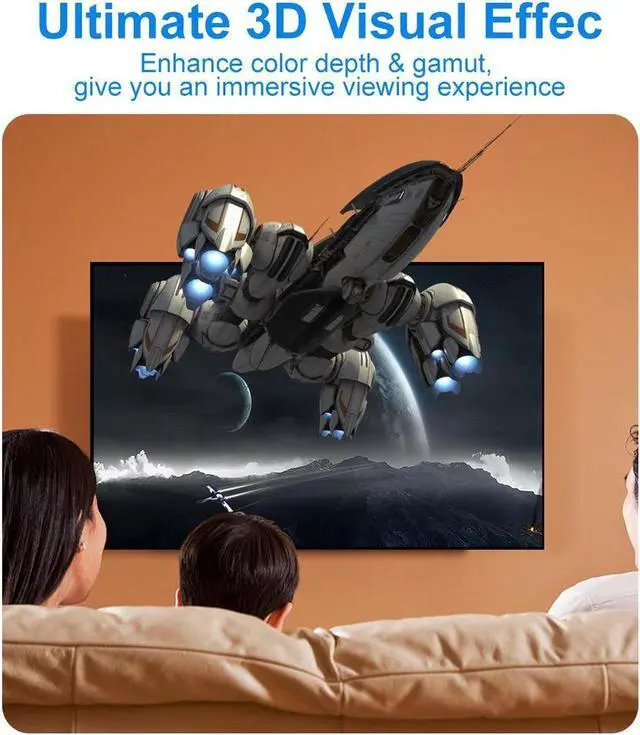 Alt view image 4 of 7 - 1m/3.28ft 2m/6.56ft 8K High Speed HDMI 2.1 Cable [8K/60Hz 4K@120Hz/60Hz] 48Gbps 3D Male to Male HDMI Cable Cord for PS4 HD TV Box Projector Cable