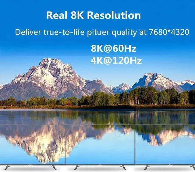 Alt view image 2 of 7 - 1m/3.28ft 2m/6.56ft 8K High Speed HDMI 2.1 Cable [8K/60Hz 4K@120Hz/60Hz] 48Gbps 3D Male to Male HDMI Cable Cord for PS4 HD TV Box Projector Cable