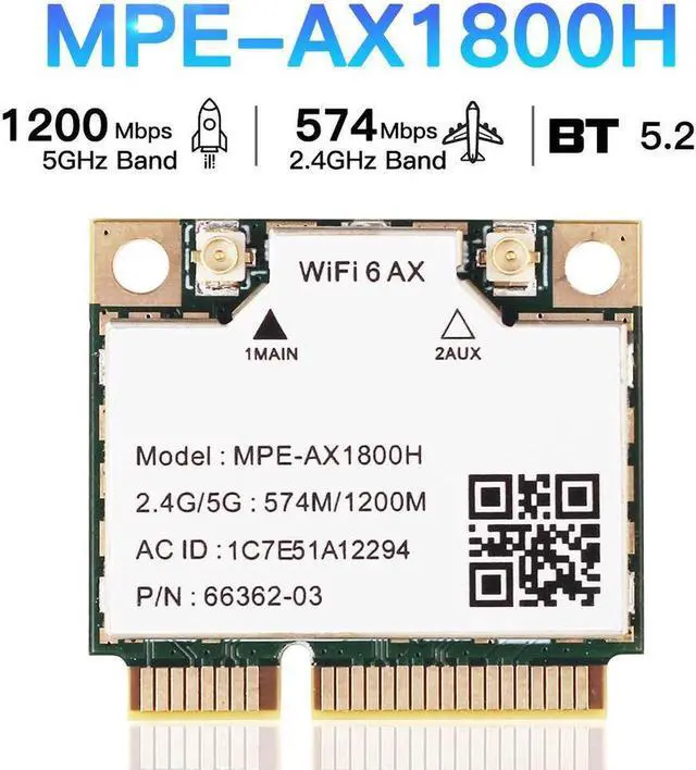 Alt view image 5 of 6 - MPE-AX1800H Mini PCIE Wifi Card Dual Band 2.4GHz 5GHz Wifi 6 802.11ax 1800Mbps Wireless Bluetooth 5.2 Network Adapter for PC Windows 10/11 64bit