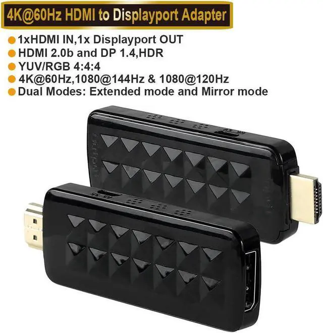 Alt view image 5 of 7 - 4K 60Hz HDMI to Displayport Adapter Cable 1080P 120Hz HDMI to DP Converter Male HDMI 2.0 to Female Displayport 1.4 PC