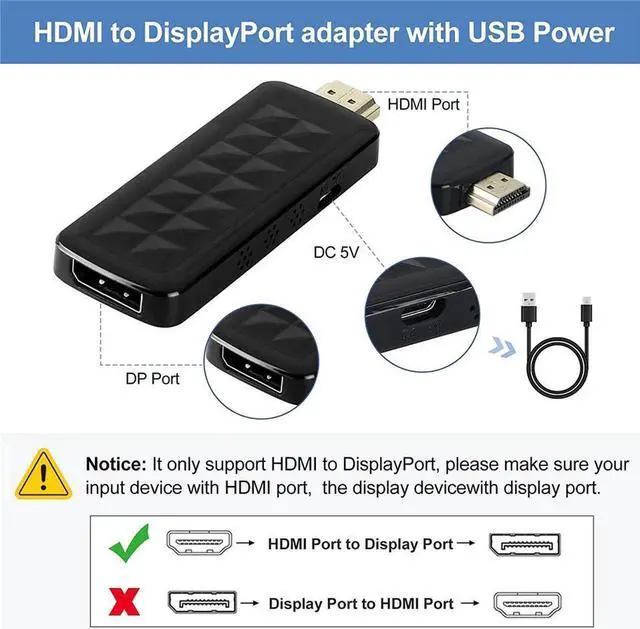 Alt view image 3 of 7 - 4K 60Hz HDMI to Displayport Adapter Cable 1080P 120Hz HDMI to DP Converter Male HDMI 2.0 to Female Displayport 1.4 PC
