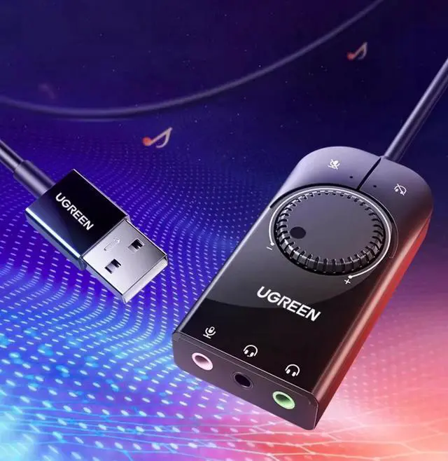 Alt view image 7 of 7 - Green Link usb external sound card Computer drive-Free 7.1 headphone speaker Converter Desktop Connect speaker microphone ps4