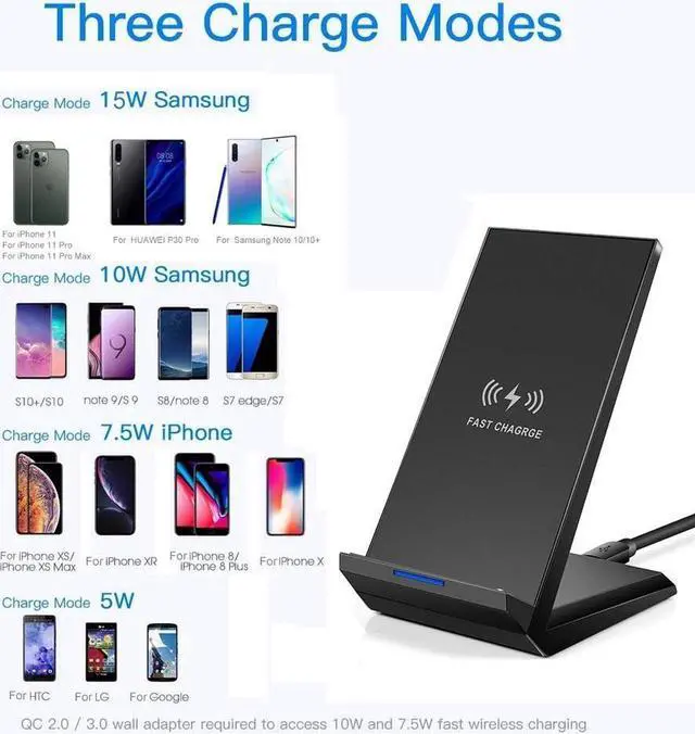 Alt view image 4 of 7 - 15W Qi Fast Wireless Charger Charging Station For Samsung S10 9 plus Note10 For iPhone Xr 11 Pro Max 8Plus 2020 NEW