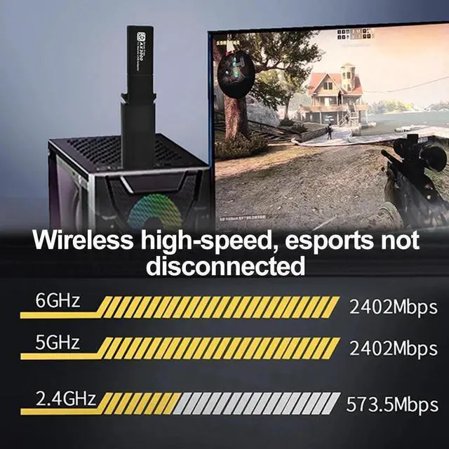 Alt view image 3 of 5 - USB3.0 Triple Band 5400Mbps Esports Wireless Network Card Drive Free Desktop Computer WiFi6E Wireless Network Card Receiver Windows 10/11 Only