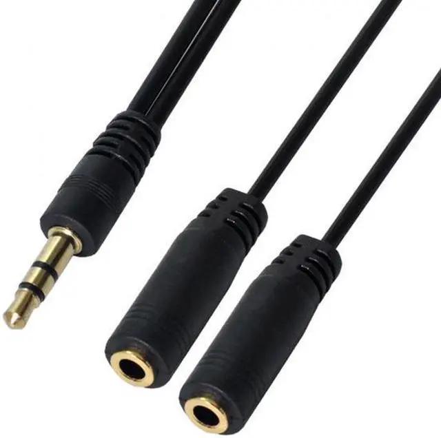 Alt view image 4 of 7 - Aomoproing Black 3.5mm Stereo Male to Double 3.5mm Female Audio Headphone Y Splitter Cable with Volume Switch