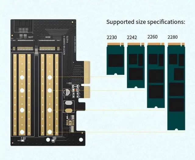 Alt view image 3 of 6 - UGREEN PCIE to M2 expansion card 64Gbps rate nvme solid-state drive enclosure m.2 adapter card 4 bves