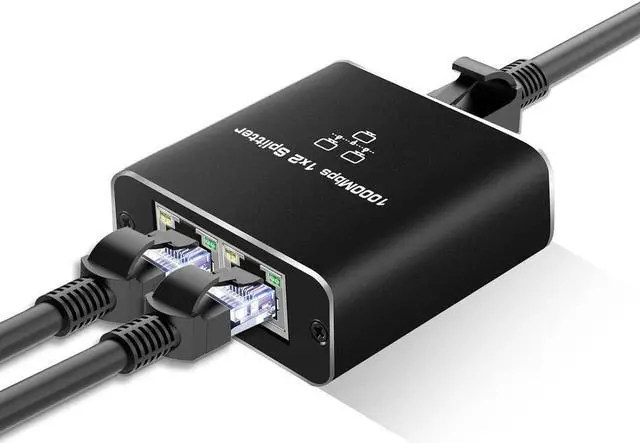 Main image of RJ45 Ethernet Splitter 1 to 2 Out, 1000Mbps Network Splitter with USB Power Cable, Gigabit LAN Internet Splitter Connector for Cat 5/5e/6/7/8, Support Two Devices Working Simultaneously