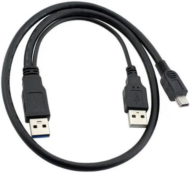 Alt view image 2 of 7 - Aomoproing USB2.0 Dual Two A type Male to Mini 5-Pin male Y Cable for Hard Disk Drive Case