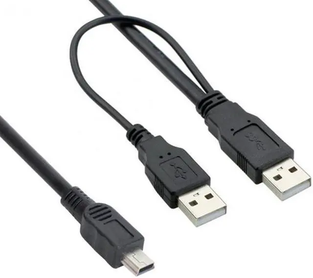 Alt view image 7 of 7 - Aomoproing USB2.0 Dual Two A type Male to Mini 5-Pin male Y Cable for Hard Disk Drive Case