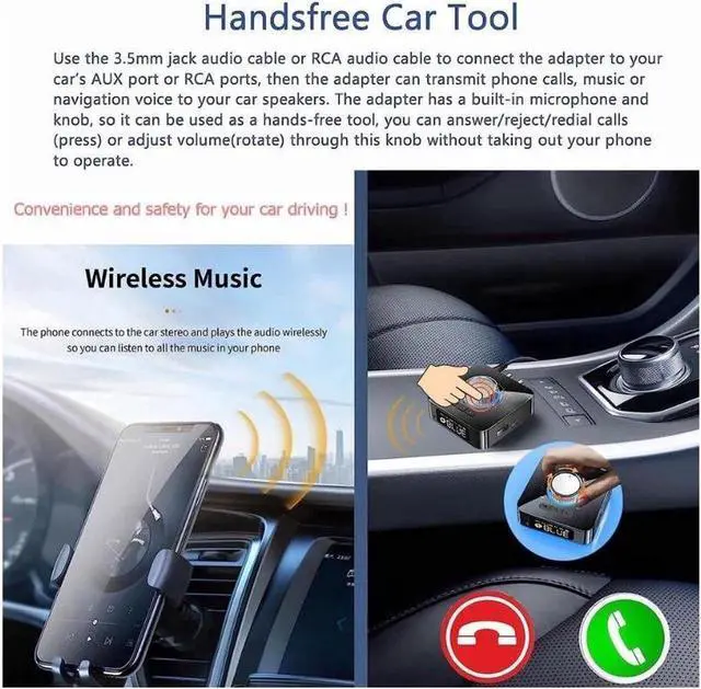 Alt view image 2 of 7 - Bluetooth 5.0 Audio Adapter, 5-in-1 Wireless Music Transmitter AUX Receiver USB TF Micro SD Card MP3 Player for TV CD PC Car Home Stereo to Wireless Wired Soundbar Headphones Speakers