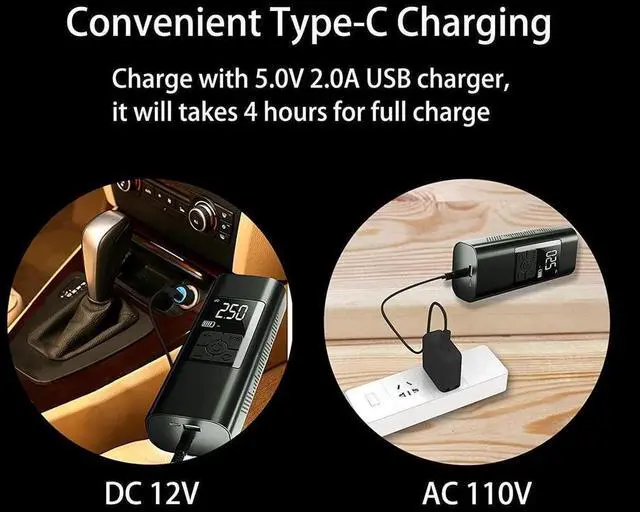 Alt view image 6 of 7 - Tire Inflator Portable Air Compressor for Car Tires 12 Volt Electric Car Air Pump Rechargeable 6000mA 140PSI Tire inflator Pump with Pressure Gauge Auto-Off for Car Bike Balls, Power Bank SOS