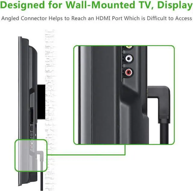 Alt view image 6 of 7 - HDMI Cable Right Angle 270 Degree Elbow HDMI Cord 4K Ultra HD 3D 1080P, Ethernet and Audio Return ARC Compatible for Nintendo Switch Xbox PlayStation PS3 PS4 PC Laptop TV (3FT)