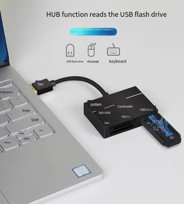 Alt view image 2 of 6 - ONTEN TYPE-C XQD high-speed card reader, camera single-lens reflex SD card reader, compatible with SONY M/G series memory card and USB flash drive reader
