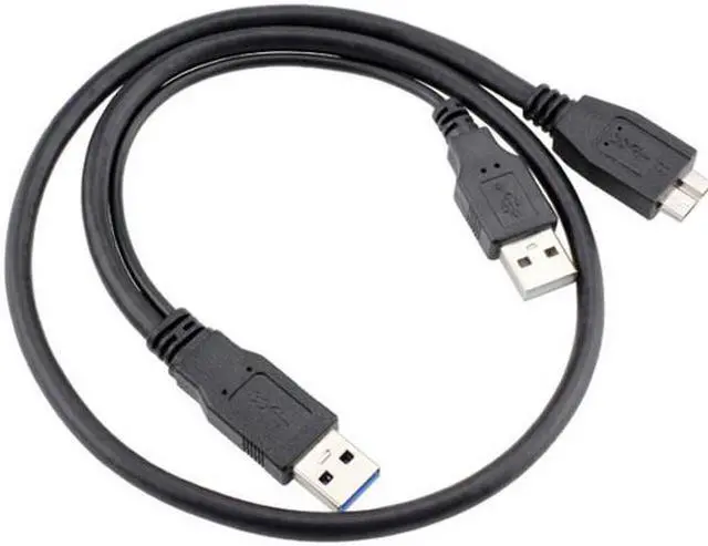 Alt view image 2 of 5 - Aomoproing  Dual USB3.0 A Male to Micro USB 3.0 Y cable with Extra Power for Mobile HDD