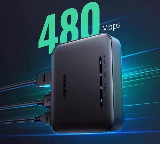 Alt view image 2 of 6 - ugreen printer network sharer service wireless receive automatic no-switch wired usb retrofit wifi module connection LAN share one drag more than one drag two computer print box