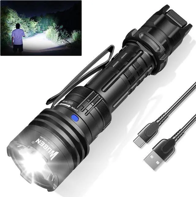 Main image of T1 Tactical Flashlights 2000 High Lumens, Rechargeable Flashlight 498 Meters Long Beam Distance, Handheld Flash Light with Tactical Tail Button for Tactical Gear, Suvival, Emergencies, Outdoor