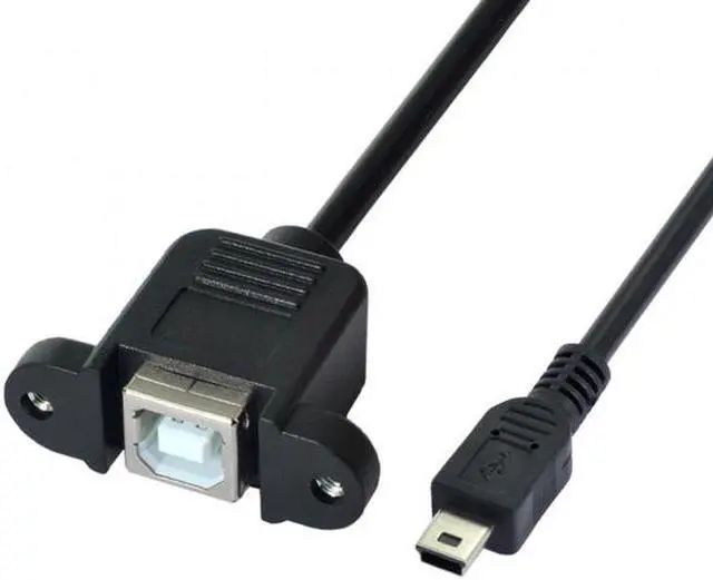Alt view image 2 of 7 - Aomoproing Mini USB 5pin Male to USB B Female Panel Mount Type Cable With Screws