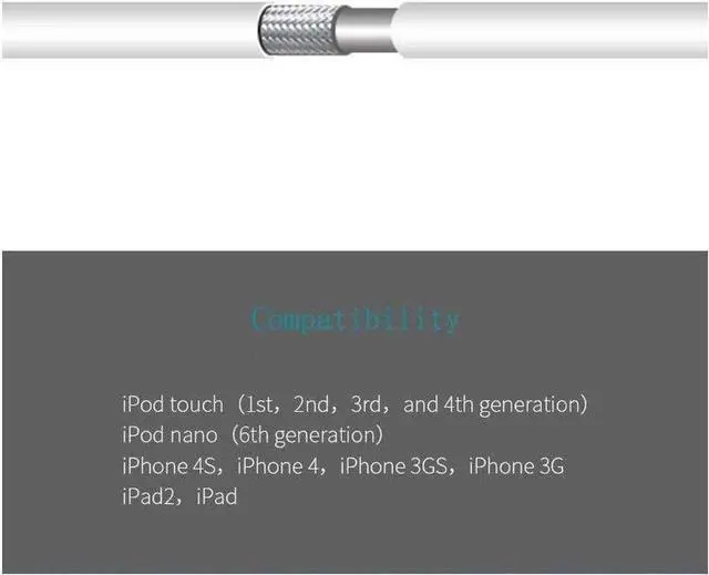 Alt view image 4 of 5 - 2pcs 3.3 Feet 30 Pin USB Sync Charging Cable Cord Replacement for Old Apple iPhone 4/4S 3G/3GS iPad 1/2/3 iPod Nano/iPod Touch