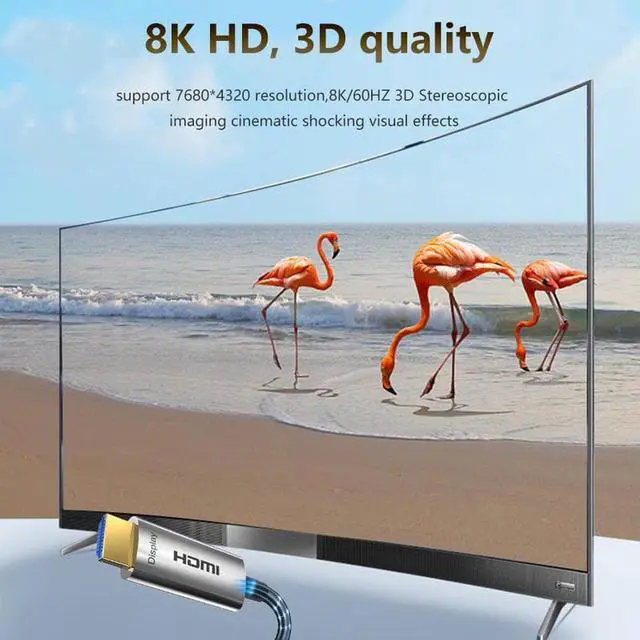 Alt view image 4 of 7 - 8K HDMI Fiber Optic Cable 2.1, 16FT Ultra 48Gbps High Speed HDMI Cable, -4K@120Hz 8K@60Hz, eARC, HDR10, DTS:X, HDCP 2.2 & 2.3, Compatible with PS4/5,Blu-ray, Monitor,PC and More, Silver