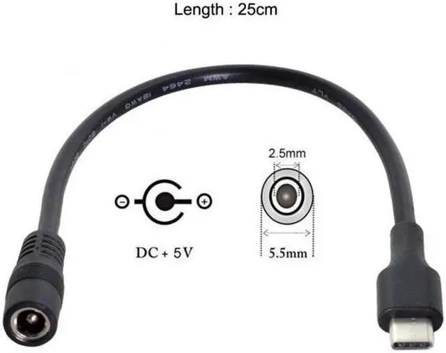 Alt view image 6 of 7 - Aomoproing  USB 3.1 Type C USB-C to DC 5V 5.5*2.5mm Power Jack Extension Charge Cable for Cell Phone Tablet