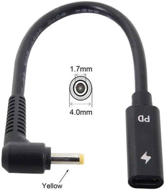 Alt view image 4 of 5 - Aomoproing  Type C USB-C Female Input to DC 4.0*1.7mm Power PD Charge Cable fit for Laptop 18-20V