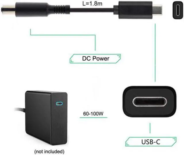 Alt view image 4 of 6 - Aomoproing  Type C USB-C Input to DC 5.5*2.1mm Power PD Charge Cable for Laptop Notebook