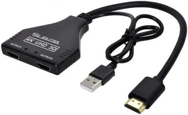 Alt view image 2 of 7 - Aomoproing HDMI-Compatible 1.3 to Dual Female Splitter Switch Extension Adapter Cable with Power for HDTV Laptop 1080P