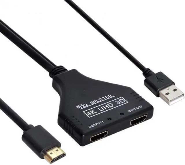 Alt view image 3 of 7 - Aomoproing HDMI-Compatible 1.3 to Dual Female Splitter Switch Extension Adapter Cable with Power for HDTV Laptop 1080P