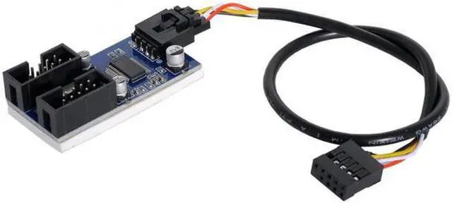 Alt view image 4 of 7 - Aomoproing Motherboard 9pin USB 2.0 Header 1 to 2 Female Extension Cable HUB Connector Adapter Port Multilier