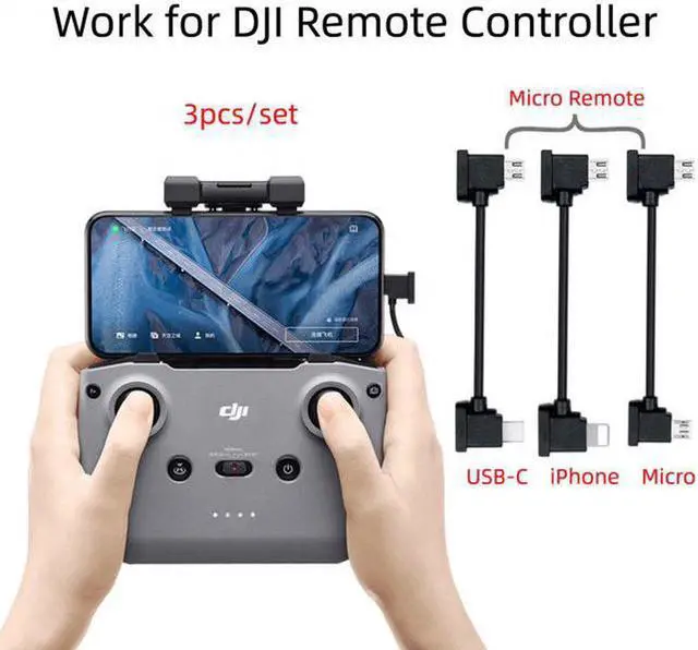 Alt view image 2 of 7 - Aomoproing  3pcs/set Remote Controller Data Cable Type-C & Micro & 8P to Micro USB for Mavic Pro Platinum Mavic Park RC Accessories