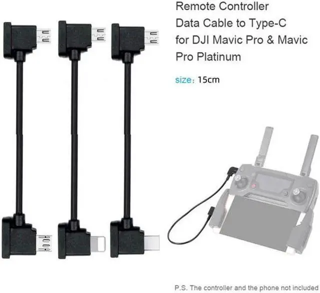 Alt view image 7 of 7 - Aomoproing  3pcs/set Remote Controller Data Cable Type-C & Micro & 8P to Micro USB for Mavic Pro Platinum Mavic Park RC Accessories